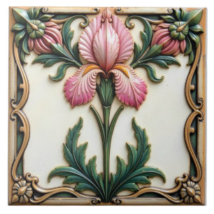 Pink Iris Framed in Time Tile