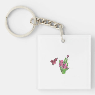 Pink Iris Key Ring