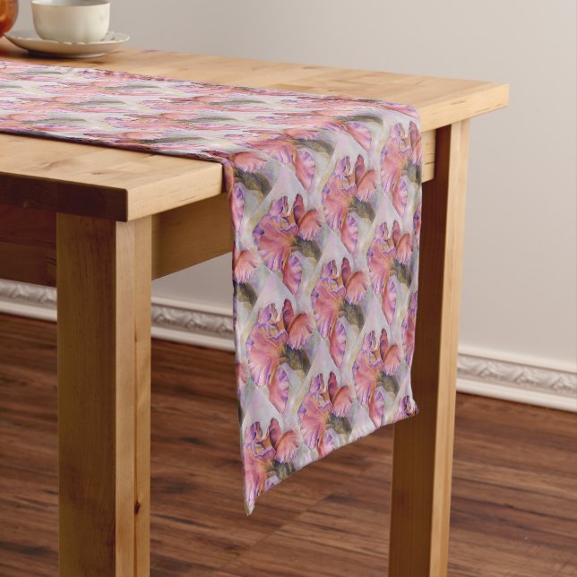 PINK IRIS SHORT TABLE RUNNER (In Situ)