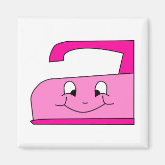 Pink Iron Cartoon. On White. Magnet