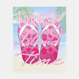 Pink Island Time Beach Fleece Blanket