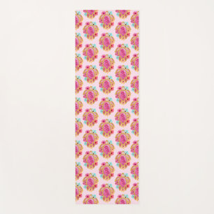 Pink Island Tropical Sea Turtles Floral Yoga Mat