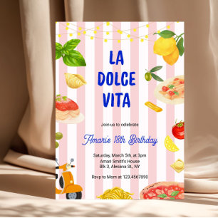 Pink Italian La Dolce Vita Adult Woman Birthday Invitation