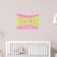 Pink Its A Girl Baby Announcment Poster