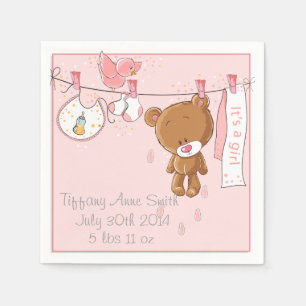 Pink It's a Girl Baby Shower Party Napkins