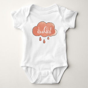 Pink Its a Girl Calligraphy It’s a Girl Art Gender Baby Bodysuit