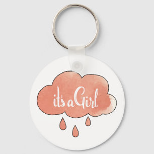 Pink Its a Girl Calligraphy It’s a Girl Art Gender Key Ring
