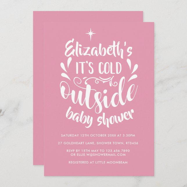 Pink Its Cold Outside Baby Shower / Sprinkle Invitation (Front/Back)