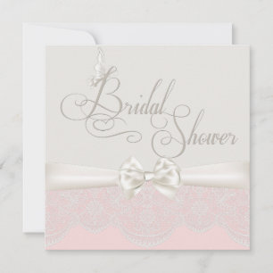 Pink & Ivory Butterflies and Lace Bridal Shower Invitation