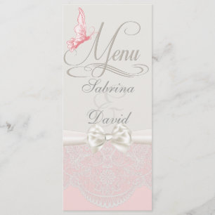 Pink & Ivory Butterflies and Lace Menu