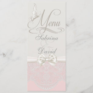 Pink & Ivory Butterflies and Lace Menu