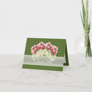 Pink Ivory Double Orchid Garland Elegant Thank You Card