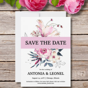 Pink Ivory Floral Wedding Save the date