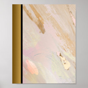 Pink Ivory Marble Stone / Black Gold Border Art Poster