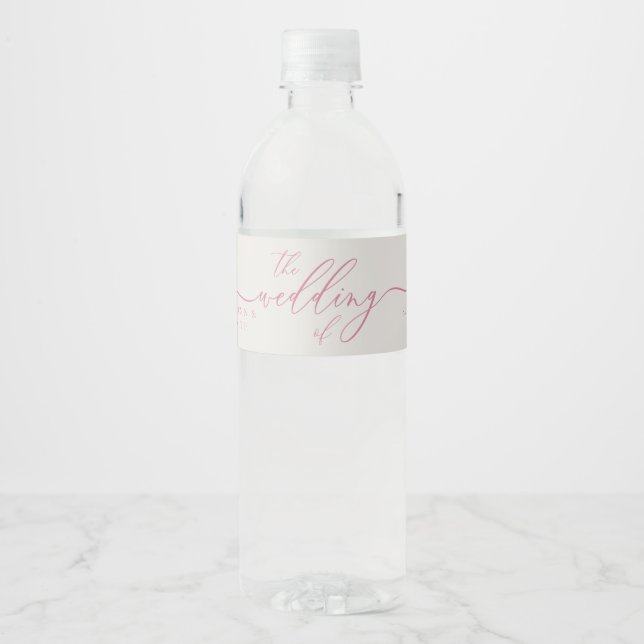 Pink Ivory Thank You Celebration for Wedding Water Bottle Label (Front)