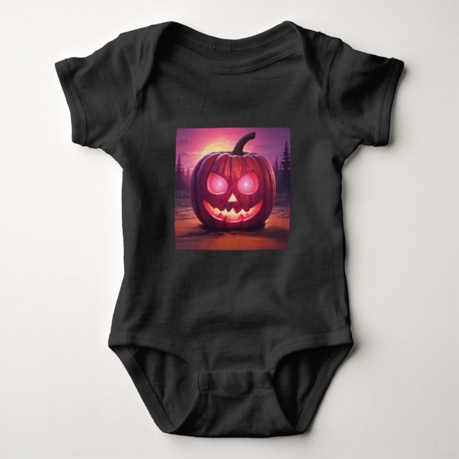 Pink Jack-o'-lantern  Baby Bodysuit (Front)