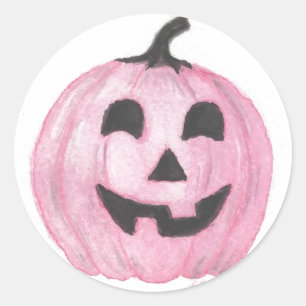 Pink Jack-O-Lantern Classic Round Sticker