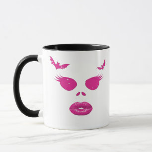 Pink Jack-o'-Lantern with Eyelashes Halloween Mug