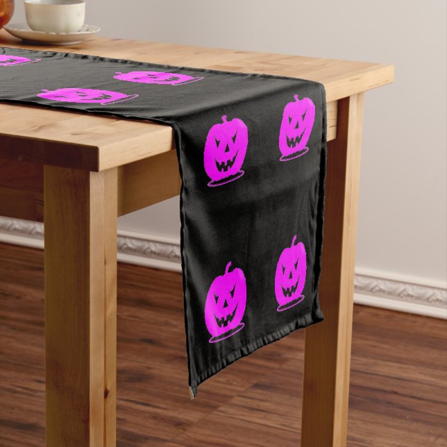 Pink Jack o'lantern Halloween Thunder_Cove Short Table Runner (In Situ)