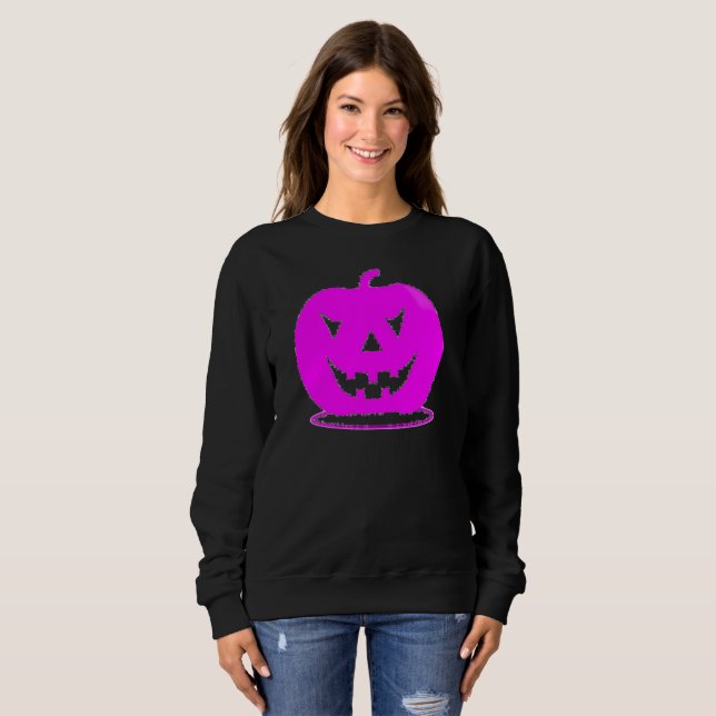 Pink Jack o'lantern Halloween Thunder_Cove Sweatshirt (Front Full)