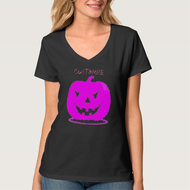 Pink Jack o'lantern Halloween Thunder_Cove T-shirt (Front)
