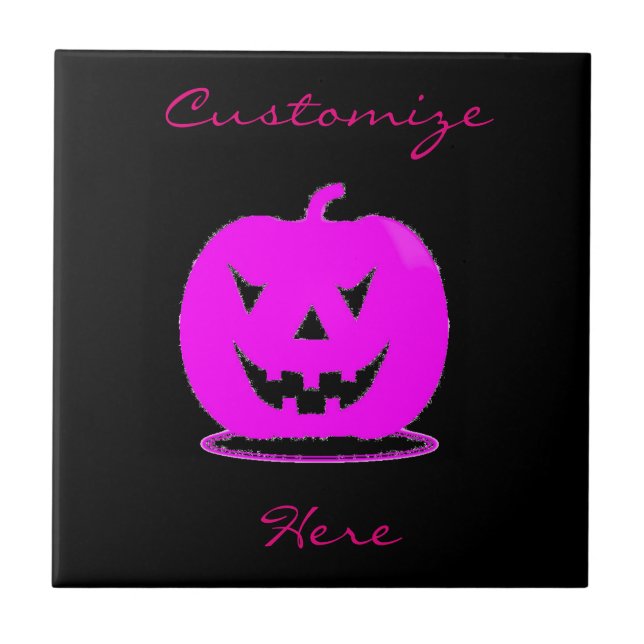 Pink Jack o'lantern Halloween Thunder_Cove Tile (Front)