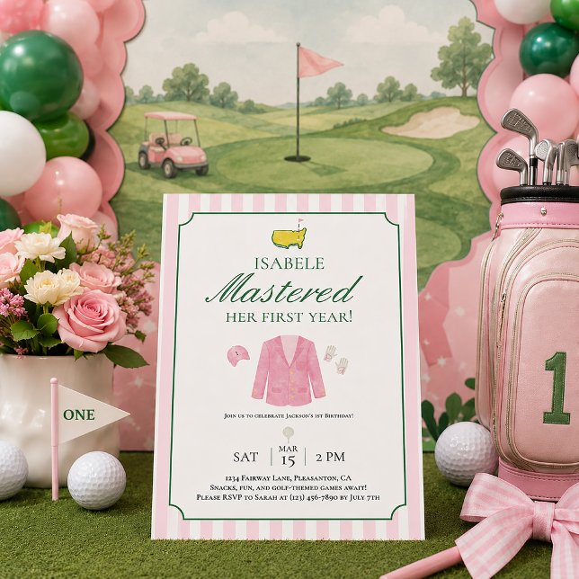 Pink Jacket Golf First Birthday Invitation (Creator Uploaded)