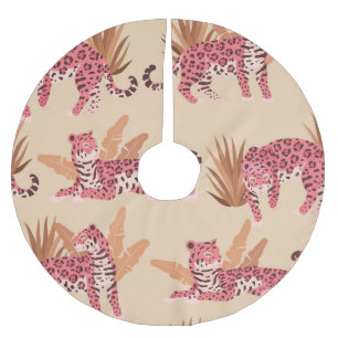 Pink Jaguar: Cute Vintage Seamless Brushed Polyester Tree Skirt