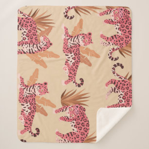 Pink Jaguar: Cute Vintage Seamless Sherpa Blanket