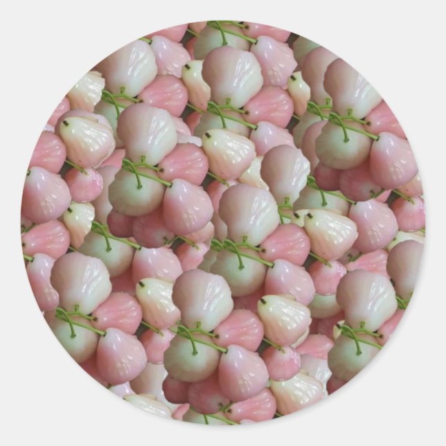 Pink Jamun Fruit Pattern  Classic Round Sticker (Front)