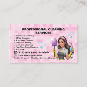 Pink Janitorial House Cleaning Service Business Card