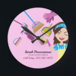 Pink Janitorial LAdy Cleaning Professional Round Clock<br><div class="desc">Pink Janitorial LAdy Cleaning Professional</div>