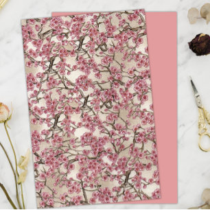 Pink Japanese Cherry Blossoms Floral Paper