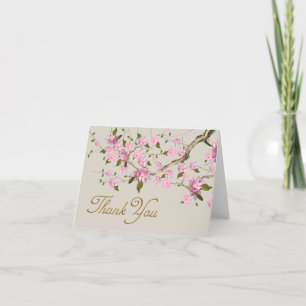 Pink Japanese Cherry Blossoms Thank You Cards
