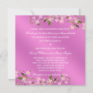 Pink Japanese Cherry Blossoms Wedding Invitation