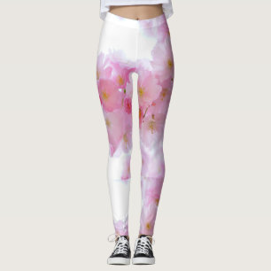 Pink Japanese Cherry Blossoms Yoga Pants