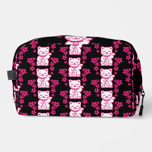 Pink Japanese Maneki-neko Dopp Kit (Front)
