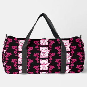 Pink Japanese Maneki-neko Duffle Bag