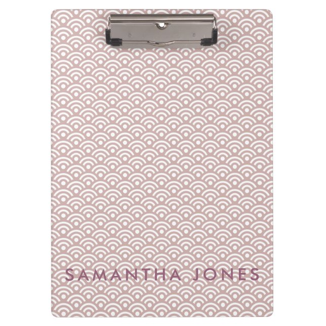 Pink Japanese Pattern Personalized Office Gift Clipboard (Front)