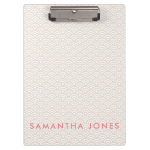 Pink Japanese Pattern Personalized Office Gift Clipboard