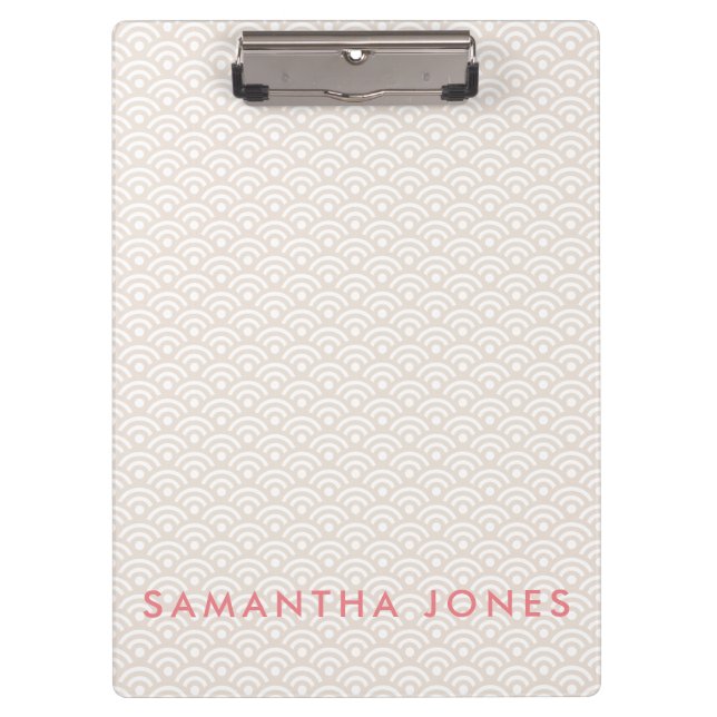 Pink Japanese Pattern Personalized Office Gift Clipboard (Front)