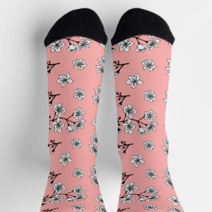 Pink Japanese Sakura Blossom Floral Socks