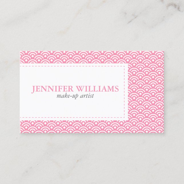 Pink Japanese Seigaiha Pattern Business Card (Front)