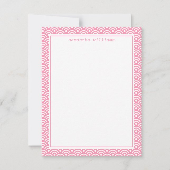 Pink Japanese Seigaiha Pattern Invitation (Front)