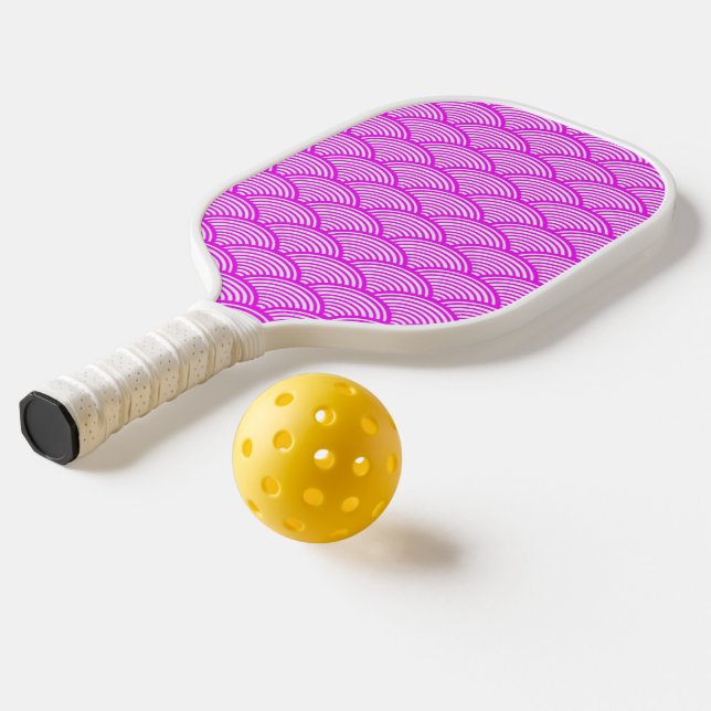 Pink Japanese waves pattern Pickleball Paddle (Laydown 2)