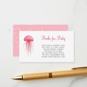 Pink Jellyfish Girly Baby Shower Books for Baby Enclosure Card