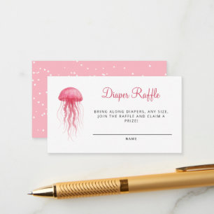 Pink Jellyfish Girly Baby Shower Diaper Raffle Enclosure Card
