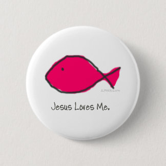 Pink Jesus Fish 6 Cm Round Badge