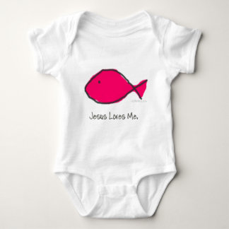 Pink Jesus Fish Baby Bodysuit
