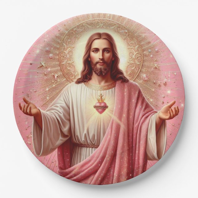 Pink Jesus paper plates! Plate (Front)